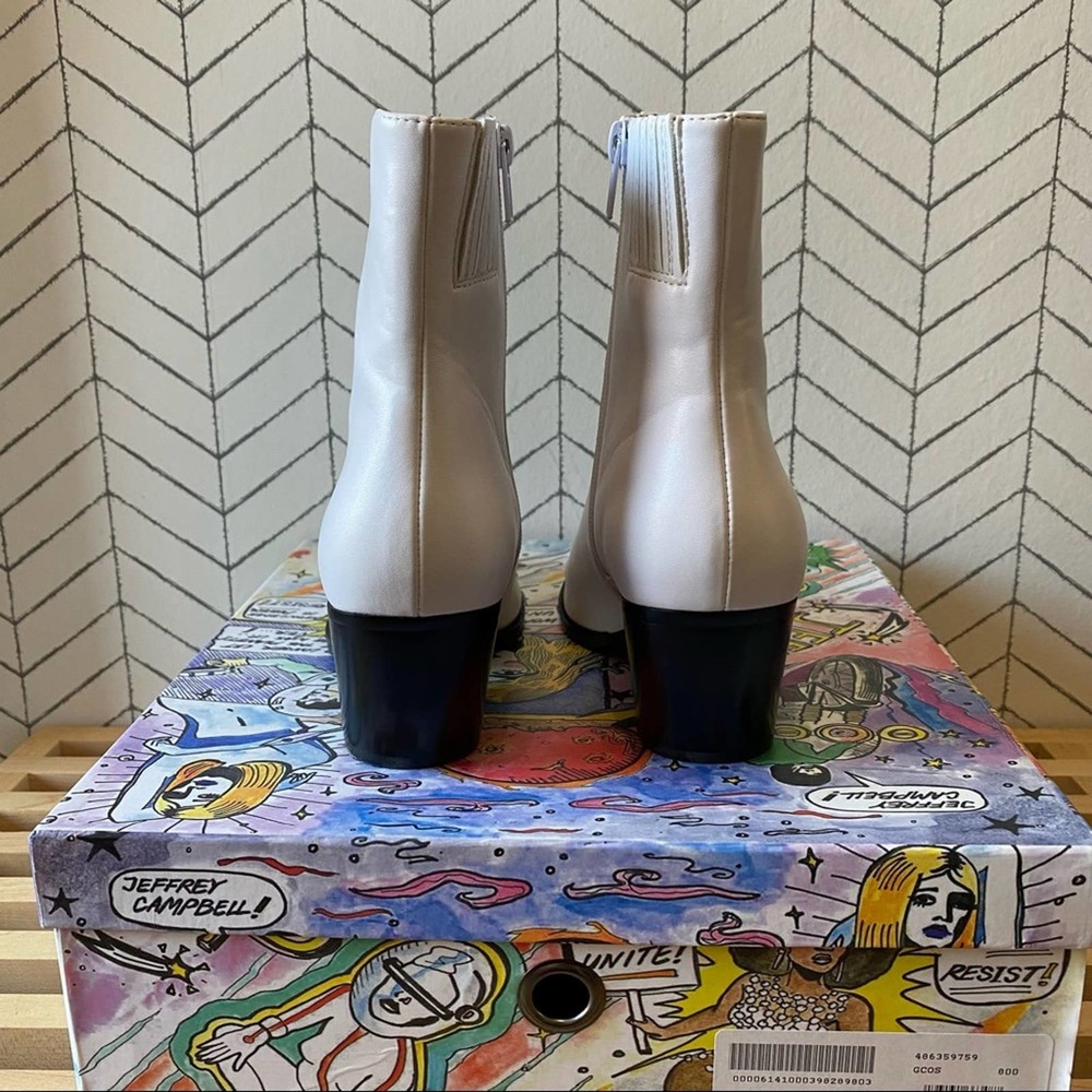 JEFFREY CAMPBELL Landyn zip front boot booties white 6.5 brand new - Picture 6 of 8